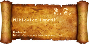 Miklovicz Hannó névjegykártya
